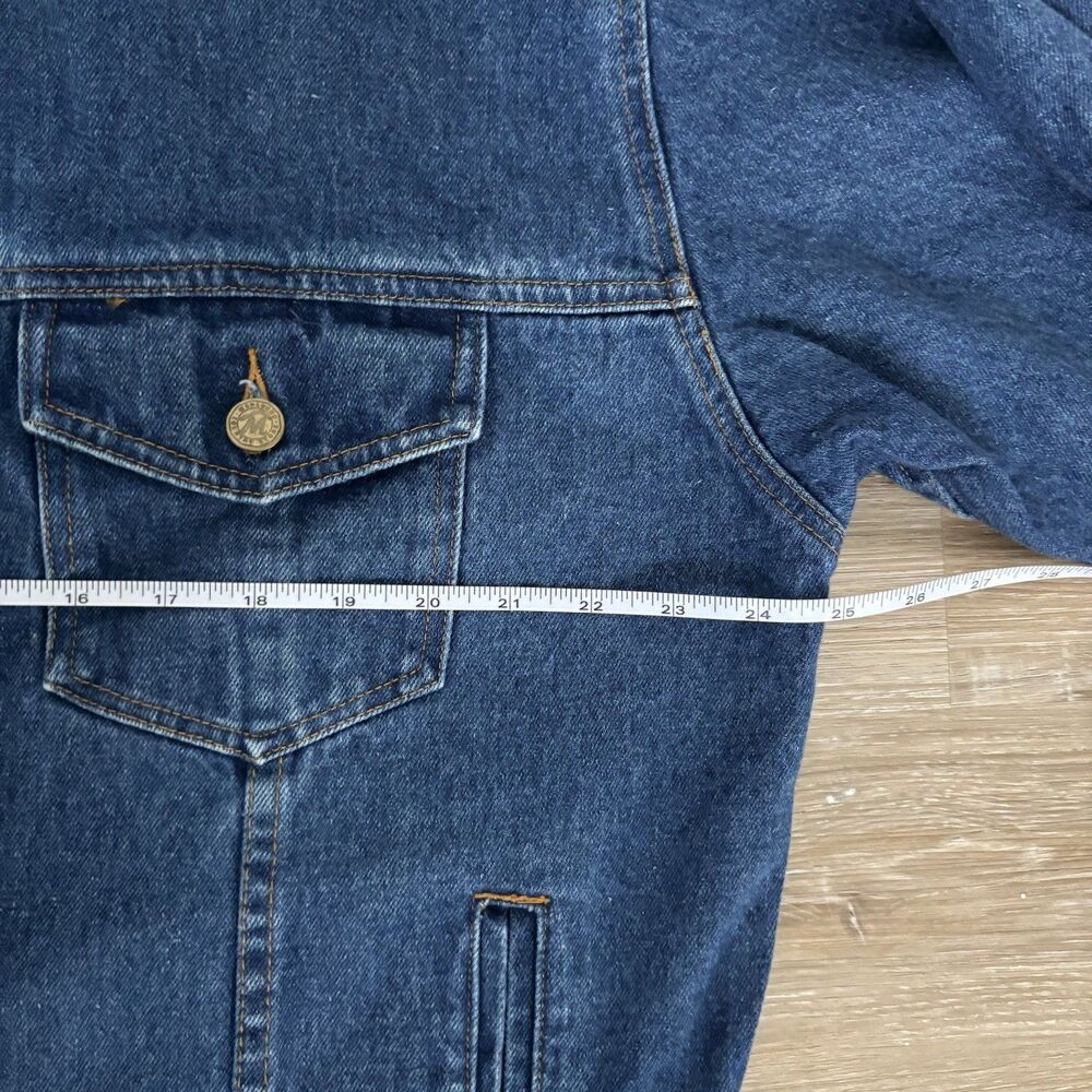 Marlboro Country Denim Jacket Mens Size XL Leather Collar Flannel Vintage 90s - Picture 6 of 8